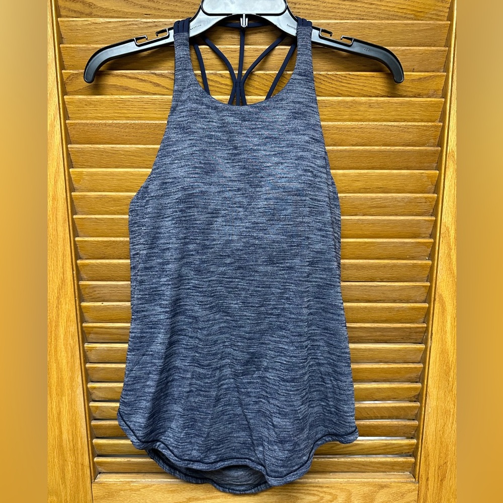 Lululemon Strappy Open-Back Workout Tank – Blue Heathered
